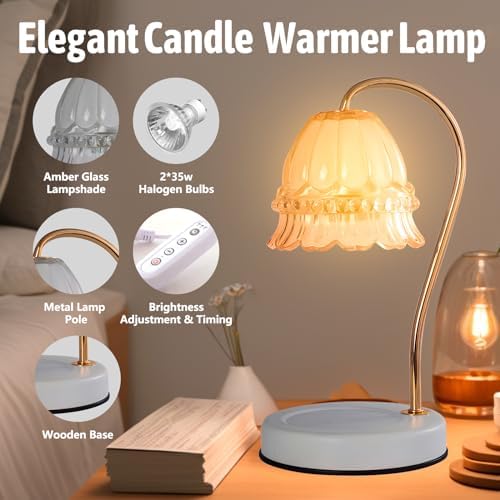 GEEZO Fragrance Candle Warmer Lamp，Electric Candle Warmer with Timer & Dimmer，Mom Christmas Birthday Gifts for Women, House Warming Gifts New Home Bedroom Decor - Image 5
