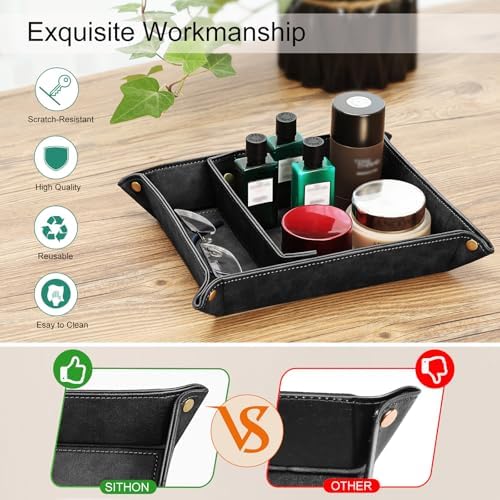 SITHON Valet Tray Desktop Storage Organizer with 2 Compartments - Image 4