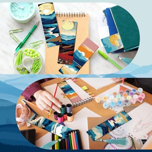 Kosiz 12 Pcs Mountain Paint by Number Kit for Adult Wood Bookmark - Image 5