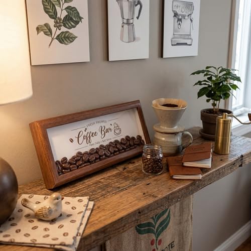Novabright Daily Wooden Coffee Bar Stand Sign with Artificial Beans Decor - Image 4
