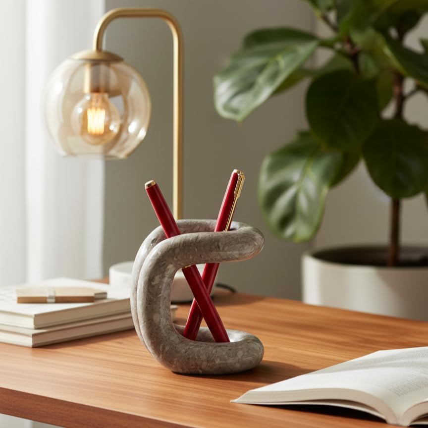 Marble Pen Holder for Desk, 4 Inch Stone Pencil Holder - Image 2