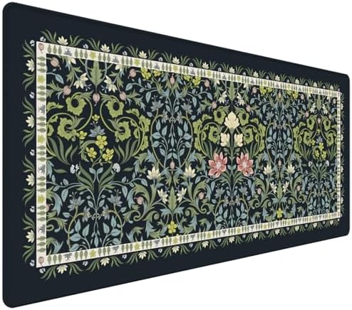 William Morris Inspired Desk Mat, 35.4 x 15.7 Inch XXL Mouse Pad by HUADO