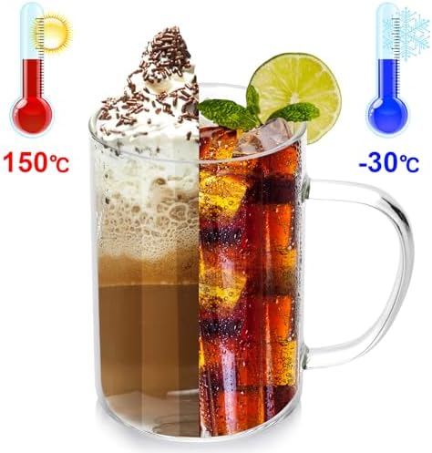Transparent Glass Cup Set, 10.2Oz/300ml, Coffee Glasses with Colorful Handles, Suitable for Tea Glasses, Juice Glasses, Coffee Glasses, for Party, Restaurant, Weddings, Set of 6 Glass - Image 5