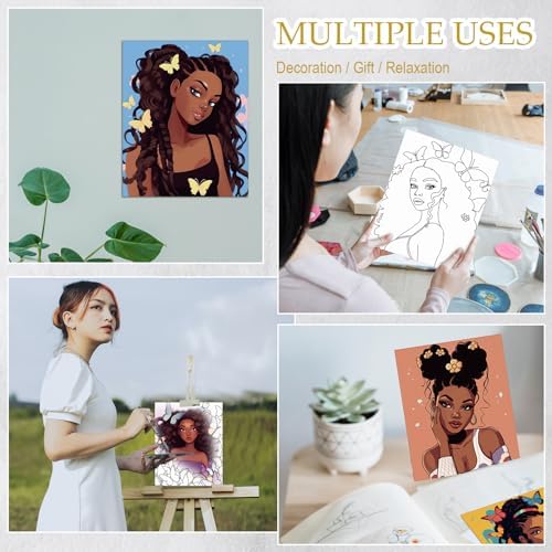 Ctosree 12 Pcs Pre Drawn Canvas for Painting,Charming Lady,8 x 10 Inch - Image 5