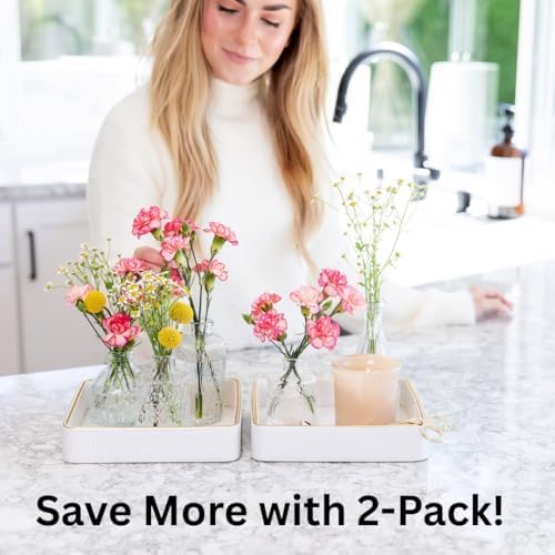 2 Pack White Catch All Trays for Jewelry| Small Leather Valet Tray| Key Bowl for Entryway Table EDC Trinket Tray CatchAll| Perfume Trays for Dresser Organizer Perfume Holder (Set of 2) - Image 5