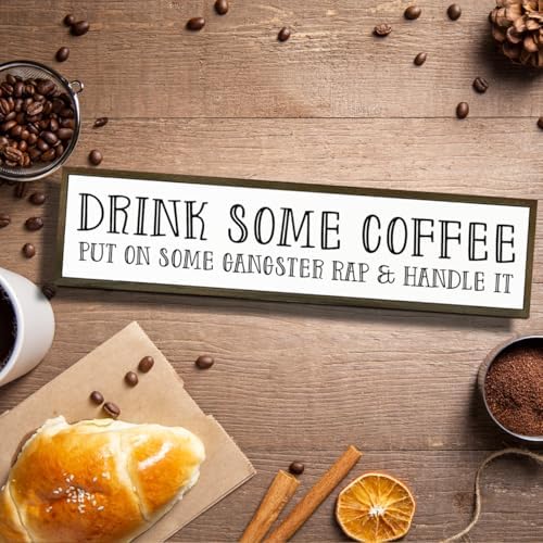 Funny Coffees Decor, Modern Farmhouse Table Shelf Decoration, Sarcastic Humor Decor for Home, Kitchen, Cafe, Coffee Station, Drink Some Coffee Sign, 17.8x4x1.2 inches - Image 4