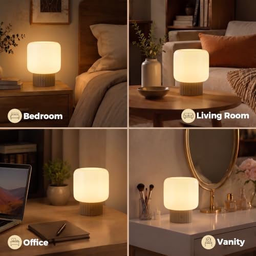VOLISUN Mushroom Lamp, Cordless Rechargeable Table Lamp with Glass Shade, 3 Color Temperatures & Stepless Dimming, 5200mAh, Touch Control Bedside Lamps for Living Room, Bedroom, 2 Pack (Brown) - Image 2