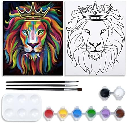 Pre Drawn Canvas Painting Kit for Painting for Adults Party Kits Paint and Sip Party Supplies 8x10 Canvas Lion King Paint Art Set by VOCHIC