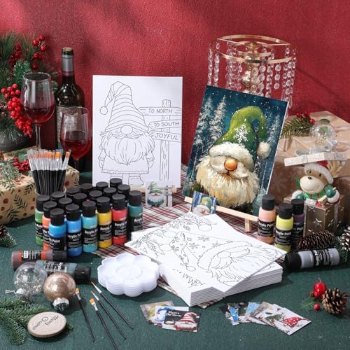 Sherr 12 Pcs Pre Drawn Canvas for Adults,Xmas Gnome,8 x 10 Inch - Image 2