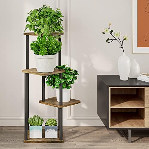 AZERPIAN 4 Tier Tall Plant Stand Indoor Corner Tiered Shelf Metal MDF Board - Image 3