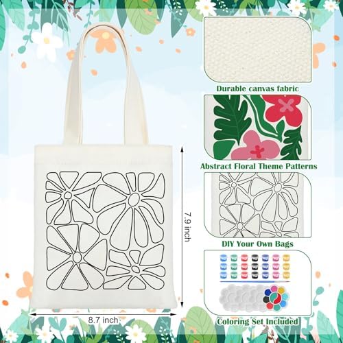 Aliceset 16 Pcs Color Your Own Bag Tote Bag Painting - Image 2