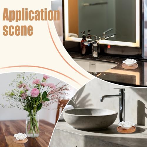 INFUNLY 2 Pcs Rose Essential Oil Diffuser Stone Plaster Scent Diffuser with Round Base 2 Style Roses Diffuser Stone Kit 3.7x3.7 Insertable Reed Rose Aromatherapy Stone for Desk Office Home Gift - Image 4