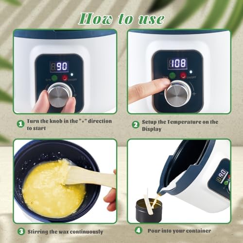 Handnatur Beeswax Candle Making Kit for Adult, 4lb Wax for Candle Making, Including Organic Beeswax with Digital Wax Melter, Cotton Wick, Wick Stickers - Image 6
