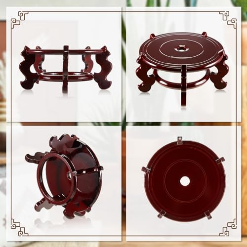 Geetery 2 Pcs 4–12 in Oriental Wooden Plant Stand Indoor Vase Stand, 12 in - Image 3