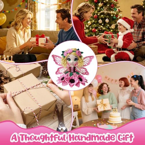 Morcolplus Sunflower Crochet Kit for Beginners & Adults, Amigurumi Crochet Flower Starter Kit with Video Tutorials, DIY Yarn Craft Kit, Handmade Sunflower Doll Gift for Women & Home Decor (Pink) - Image 6