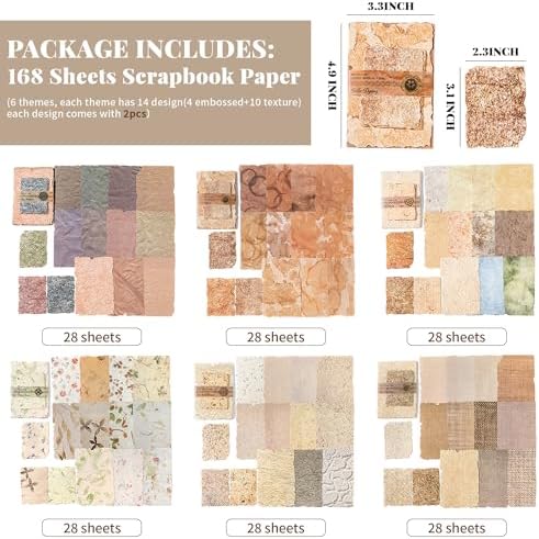 168Pcs Vintage Scrapbook Supplies Kit Textured Rice Paper for Junk Journal - Image 2