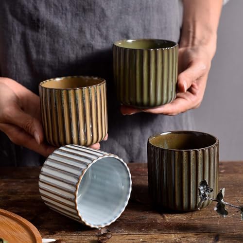 Japanese retro ceramic teacups, wine cups, water cups, restaurants, home offices Cement ash - Image 3