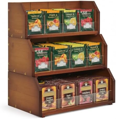 TIOPGHAD 3-Layer Stackable Bamboo Tea Bag Organizer Storage Holder, Brown by TIOPGHAD