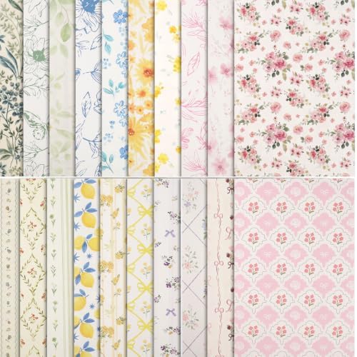 BESARME Scrapbook Paper, 60 Sheets, Double-Sided Floral, 5.5 x 8.3 in by BESARME