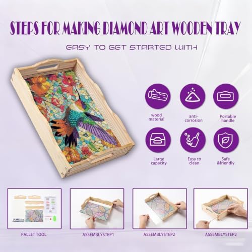 EWJRNSF Diamond Art Kits for Adults Wooden Serving Trays with Handles - Image 3