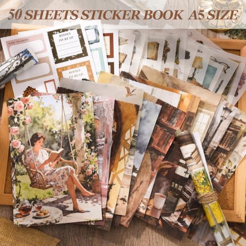 500PCS Washi Stickers Book for Journaling Supplies,Reading Scrapbook Paper - Image 4
