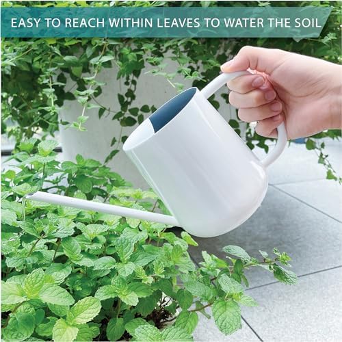 Metal Indoor Plant Watering Can with Long Spout 1000ml - White - Image 3