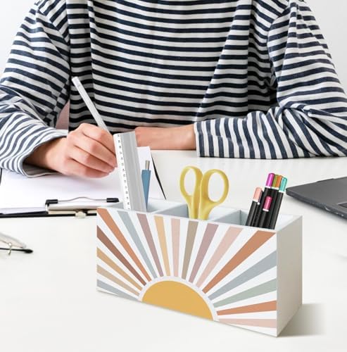 Boho Pen Pencil Holder for Office Desk Accessories, Boho Desk Decor, Retro Mid Century Modern Holder Organizer for Toothbrush Makeup Brush - Image 3