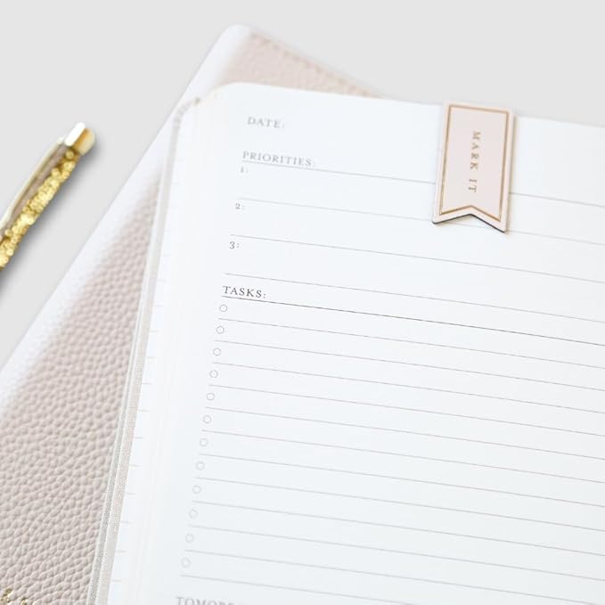 Daily Task Journal by Graphique Luxe Collection, Fabric-Wrapped Hardcover Spiral Notebook for Planning & Writing, Priority List Planner with Magnetic Bookmarks & Gold Foil Embossing,192 Pages, 6” x 8”, Colbalt Blue