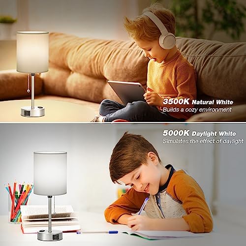 Small Bedside Table Lamp for Bedroom - Desk Lamp with USB Ports for Dorm - Image 7