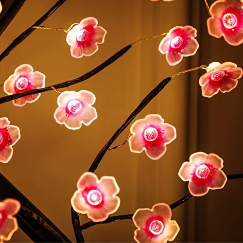 Cherry Blossom Tree Lamp, 18inch 36 Led Bonsai Tree Lights, Battery/USB Operated Japanese Decor Night Lights for Teacher Appreciation Graduation Back to School Bedroom Home Gift Idea,Warm White - Image 3
