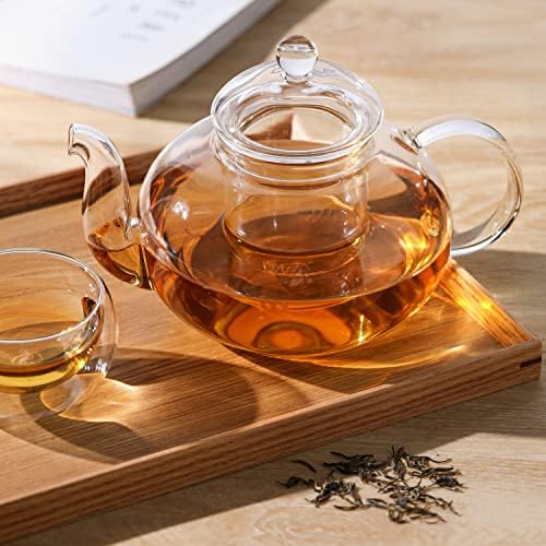 CnGlass 40.6oz/1200ml Glass Teapot with Removable Infuser,Stovetop Safe Tea Kettle,Blooming & Loose Leaf Tea Pot - Image 4