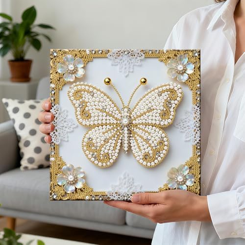 Pearl Art Kits Painting for Adults, DIY Mindfulness Therapy with Framed Canvas and Tools, Beginner Wall Decor-Butterfly - Image 5