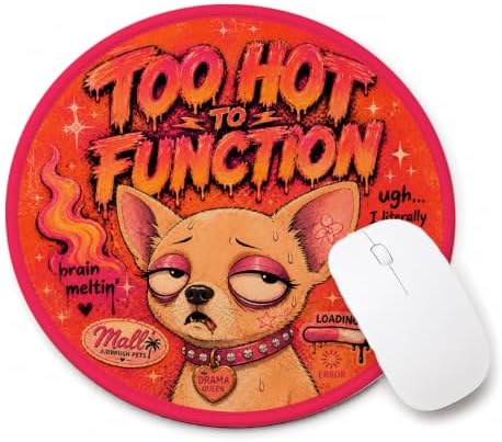 Funny Dog Round Mouse Pad, Saracatic Y2K Office Desk Decor by Unknown