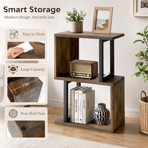 Desk Organizer & Desk Hutch Shelf, Wood, Rustic Brown - Image 4