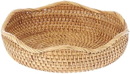 Hipiwe 10" Round Wicker Basket Key Bowl for Entryway, Large Rattan Trays by Hipiwe