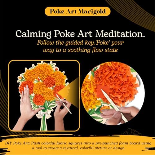 Unwynd Poke Art Marigold Flower Bouquet Kit for Adults, Women and Teens - Image 2