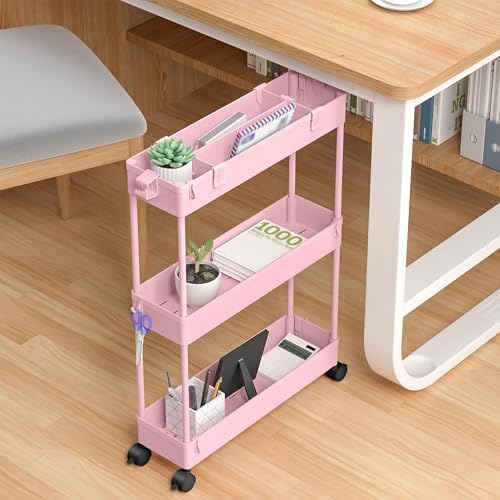 2 Pack 3 Tier Slim Storage Cart, Bathroom Rolling Utility Organizer - Image 7