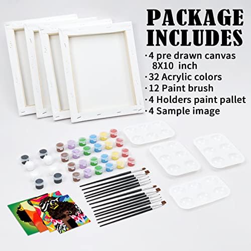 VOCHIC 4 Pack Pre Drawn Canvas for Painting for Adults Paint and Sip Kit - Image 5