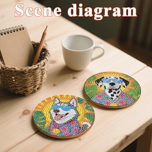 DOTSOPS 8 Pcs Dog Diamond Painting Coasters for Beginners with Holder 4 in - Image 6