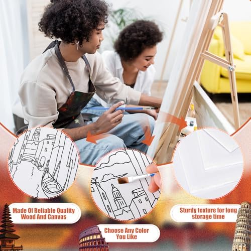 Sherr 140 Pcs 20 Set Pre Drawn Canvas Painting Kit, Landmarks - Image 3