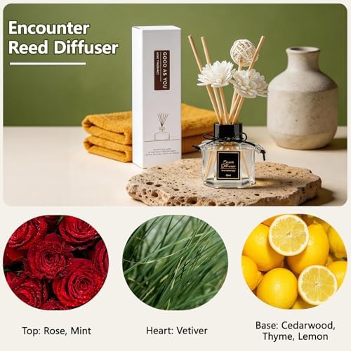 Encounter Reed Diffuser 1.7 fl oz, Romantic Floral & Woody Home Scent | Natural Non-Toxic Essential Oil with 6 Sticks | Long-Lasting Air Freshener for Bedroom Living Room Gift - Image 6