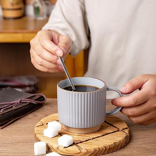 GBhome 12 OZ Stackable Coffee Mugs Set of 4, Ceramic Coffee Cups Set - Image 4