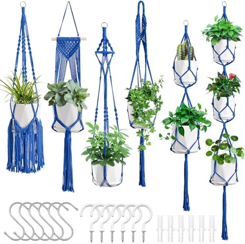 SFENNGPET Macrame Plant Hangers, 6Pack Hanging Planters for Indoor Plants by SFENNGPET