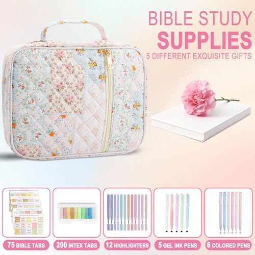 Bible Cover Case for Women, Study Supplies Kit, Highlighters Pens - Image 2