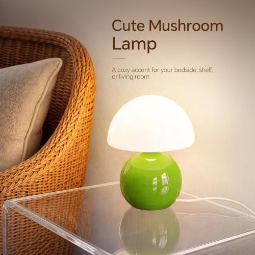 Dawnwake Mushroom Lamp Table Lamp for Bedroom-Small Desk Table Lamps,Green - Image 2