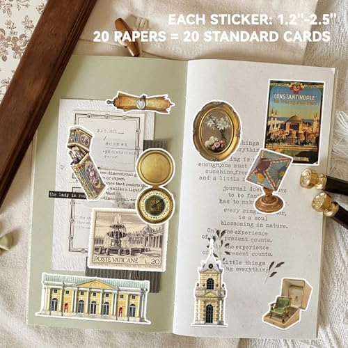 52 Sheets World Travel Stickers & Scrapbook Paper Set - Vintage Travel Themed for Scrapbooking Journaling Junk Journal Planner - Retro Adventure Stickers for DIY Crafts - Image 5