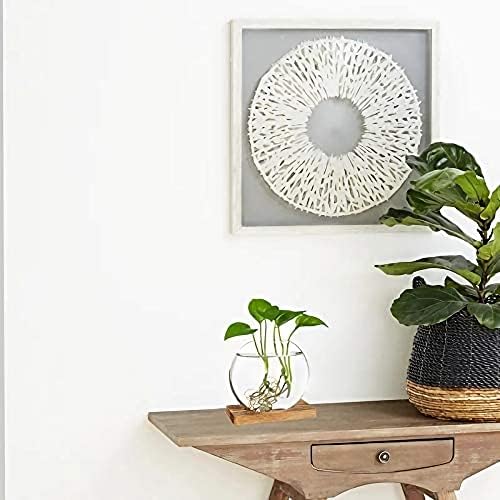 Kingbuy Round Glass Desktop Planter with Wooden Stand - Propagation Station for Small Hydroponic Plants, Spider Plants, Pothos, Lucky Bamboo - Terrarium Vase for Home Office Decor, 2-Pack, Brown - Image 2