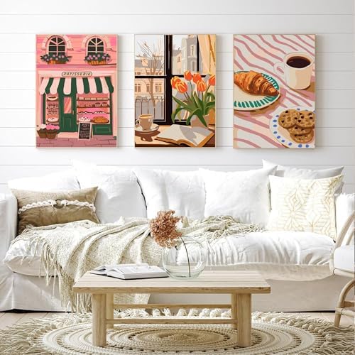 CasaWeave 6 Packs Paint by Numbers Kit for Adults,Coffee DIY Acrylic Oil Painting Paint by Numbers Kits on Canvas,Bread Adults Paint by Numbers Kits Drawing Paintwork for Home Decor 9.8x13.8inch - Image 6