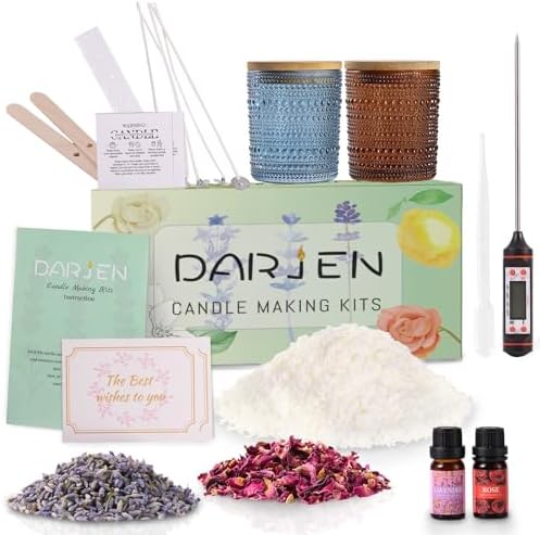 DARJEN Candle Making Kit for Beginners, 2 Jars Soy Wax Scented DIY Set by DARJEN