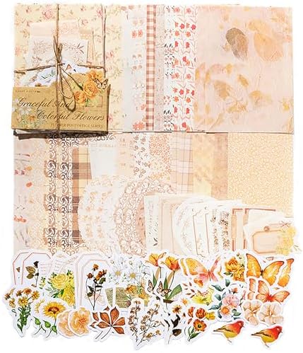 Doraking 100pcs Vintage Floral Scrapbook Paper Journaling Stickers Assorted Set, Material Paper Memo Junk Journal Supplies for Bullet Journaling Retro Crafts Planner Collage Card Album - Image 4